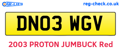 DN03WGV are the vehicle registration plates.