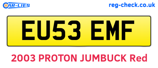 EU53EMF are the vehicle registration plates.