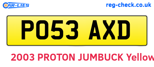 PO53AXD are the vehicle registration plates.