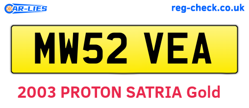 MW52VEA are the vehicle registration plates.