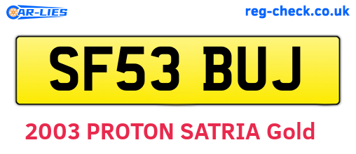 SF53BUJ are the vehicle registration plates.