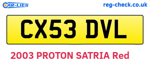 CX53DVL are the vehicle registration plates.