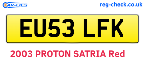 EU53LFK are the vehicle registration plates.