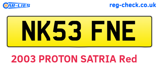 NK53FNE are the vehicle registration plates.