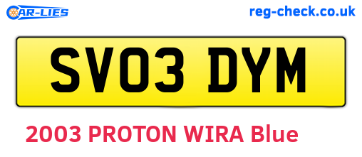 SV03DYM are the vehicle registration plates.