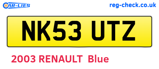 NK53UTZ are the vehicle registration plates.