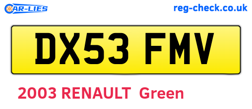 DX53FMV are the vehicle registration plates.
