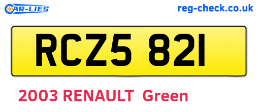 RCZ5821 are the vehicle registration plates.
