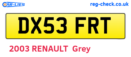 DX53FRT are the vehicle registration plates.