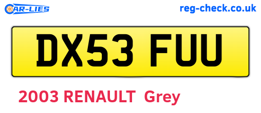 DX53FUU are the vehicle registration plates.