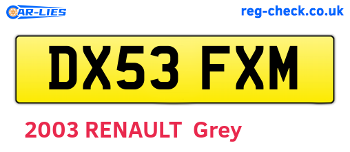 DX53FXM are the vehicle registration plates.