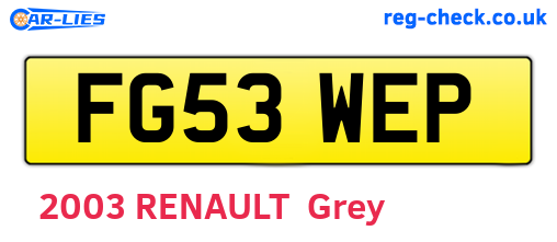 FG53WEP are the vehicle registration plates.