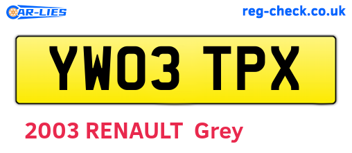YW03TPX are the vehicle registration plates.