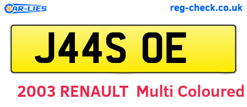 J44SOE are the vehicle registration plates.