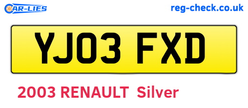 YJ03FXD are the vehicle registration plates.