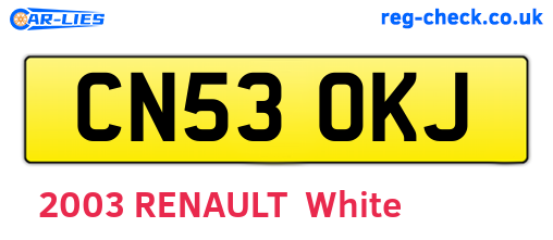 CN53OKJ are the vehicle registration plates.