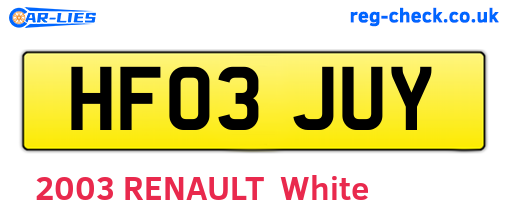 HF03JUY are the vehicle registration plates.