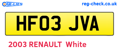 HF03JVA are the vehicle registration plates.