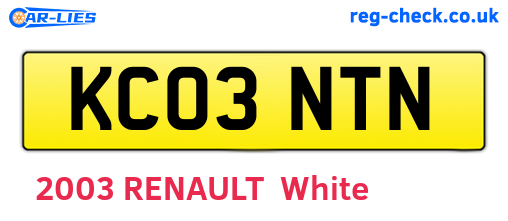KC03NTN are the vehicle registration plates.