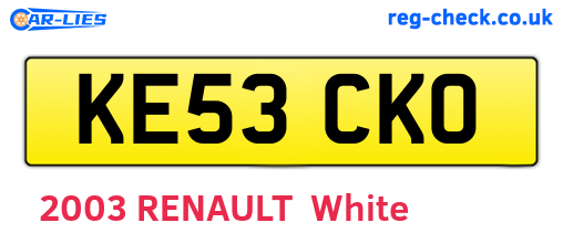 KE53CKO are the vehicle registration plates.