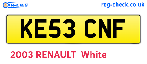 KE53CNF are the vehicle registration plates.