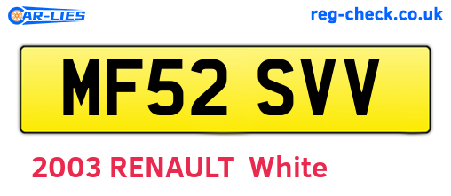 MF52SVV are the vehicle registration plates.