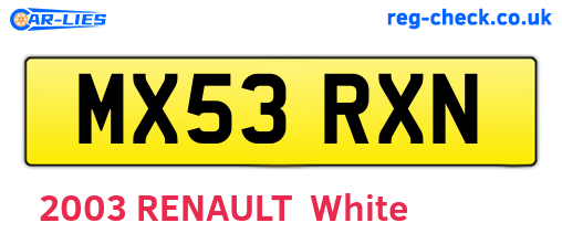 MX53RXN are the vehicle registration plates.