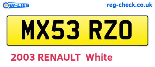 MX53RZO are the vehicle registration plates.
