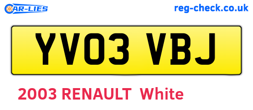 YV03VBJ are the vehicle registration plates.