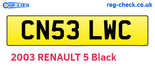 CN53LWC are the vehicle registration plates.