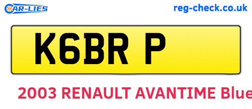 K6BRP are the vehicle registration plates.