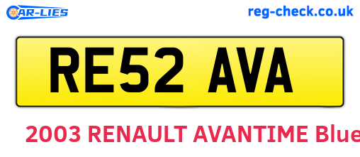 RE52AVA are the vehicle registration plates.