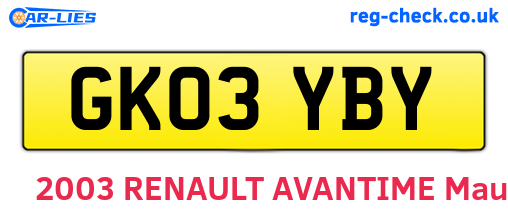 GK03YBY are the vehicle registration plates.