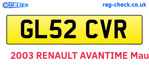 GL52CVR are the vehicle registration plates.