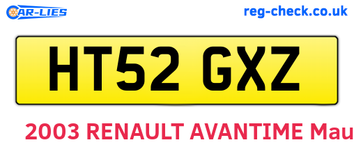 HT52GXZ are the vehicle registration plates.