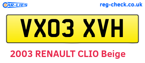 VX03XVH are the vehicle registration plates.