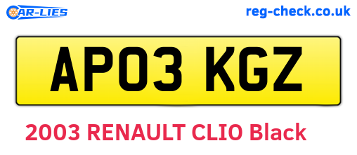 AP03KGZ are the vehicle registration plates.