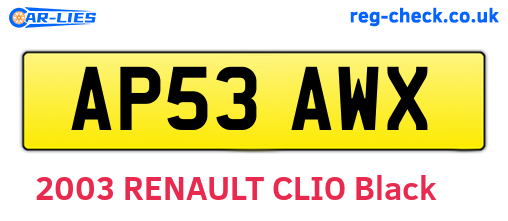 AP53AWX are the vehicle registration plates.