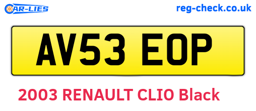 AV53EOP are the vehicle registration plates.