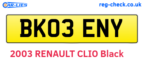 BK03ENY are the vehicle registration plates.