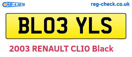 BL03YLS are the vehicle registration plates.