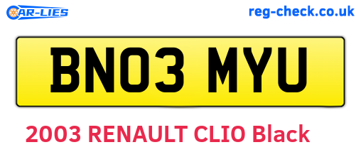 BN03MYU are the vehicle registration plates.