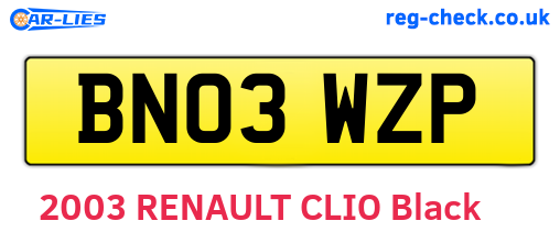 BN03WZP are the vehicle registration plates.