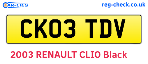 CK03TDV are the vehicle registration plates.