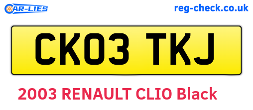 CK03TKJ are the vehicle registration plates.