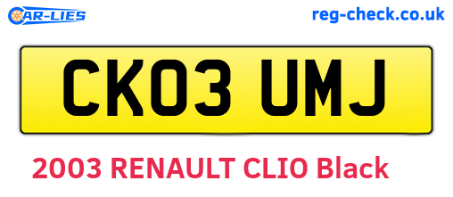 CK03UMJ are the vehicle registration plates.