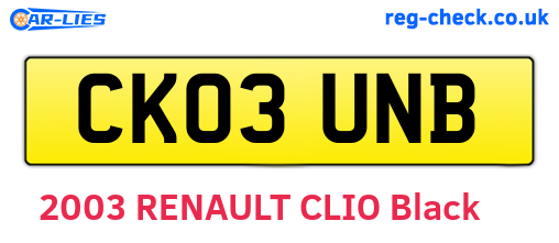 CK03UNB are the vehicle registration plates.