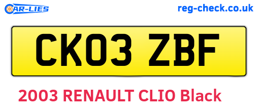 CK03ZBF are the vehicle registration plates.