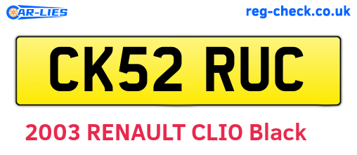 CK52RUC are the vehicle registration plates.
