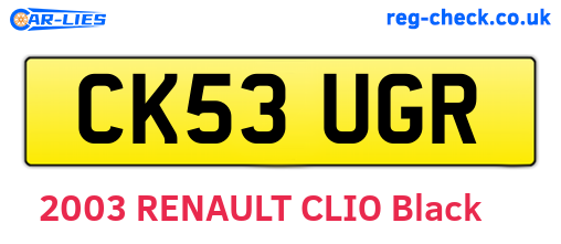 CK53UGR are the vehicle registration plates.